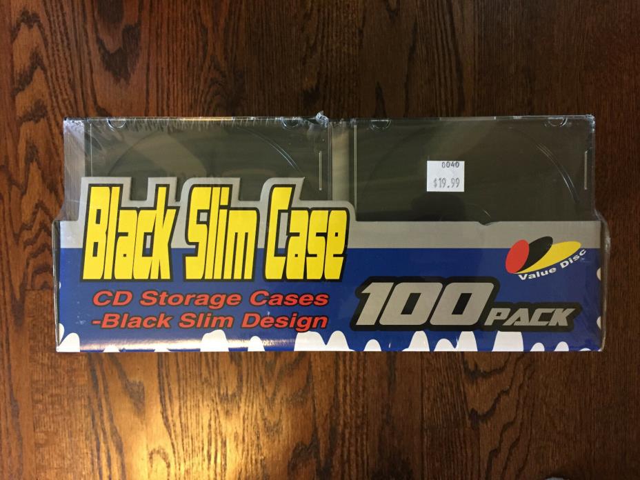 Black, Slim CD/DVD Plastic Cases. 100 Count. Brand New, Sealed.