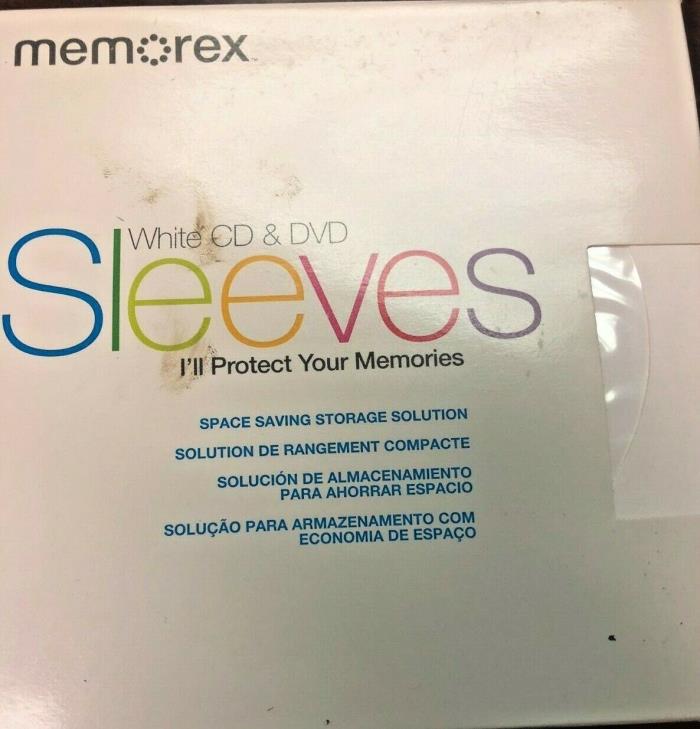 100 Memorex White CD DVD Paper Sleeves Window Flap