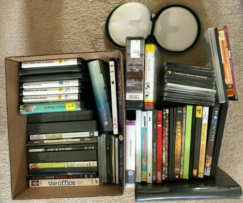 Large mixed lot of 60 CD DVD Blu-Ray Blank standard Slim Cases Holder Jewel Case