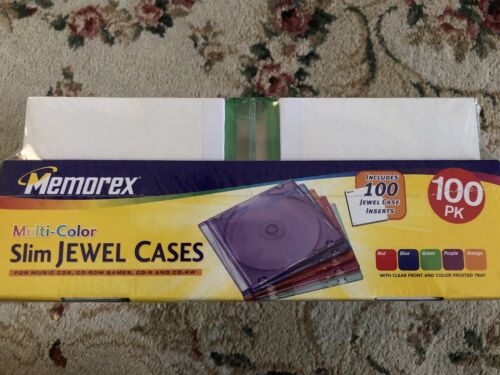 Memorex Slim Jewel CD Cases 100 pack Multi Colors MINT NOS