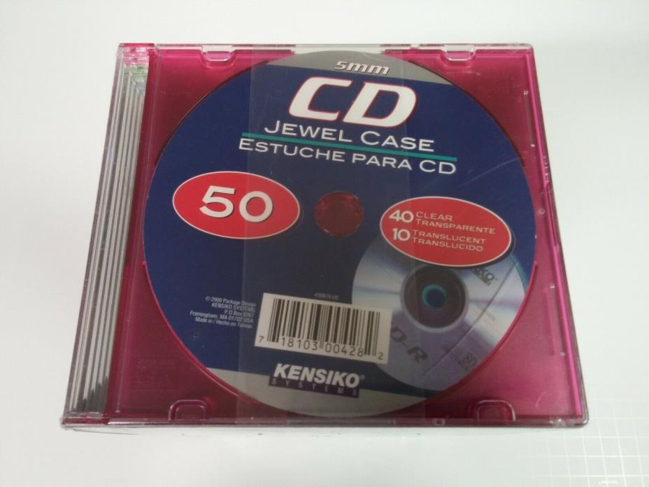 Pack of 50 Kensiko 5mm CD Slim Jewel Cases, Black and Translucent, Sealed