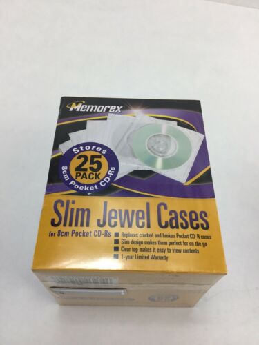 New 25 Pack Memorex Slim Pocket CD-R Cases 8cm Clear Storage New in Package