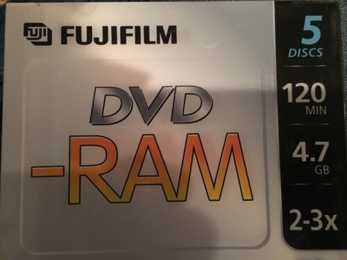 BRAND NEW FUJIFILM DVD-RAM 5 Disc 120 Min 4.7 GB 2-3 X FUJI FILM JAPAN MADE
