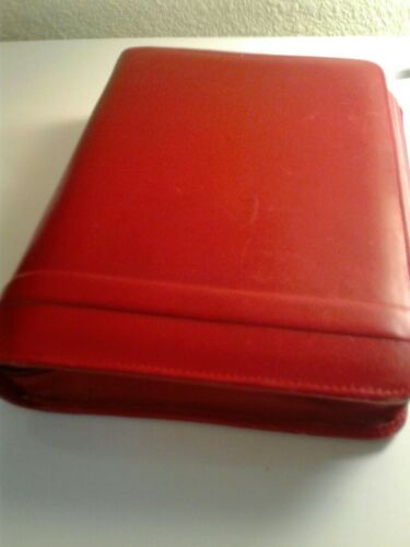 Franklin Covey Red Leather Zip Classic Binder Planner 7 Ring.
