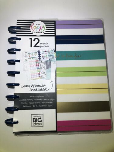 The Happy Planner”Don’t Forget To Have Fun”Undated 12Mth Pastel Stripes New!!