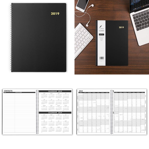 Monthly Planner 2019 Flexible Cover Twin Wire Bounded 8.5