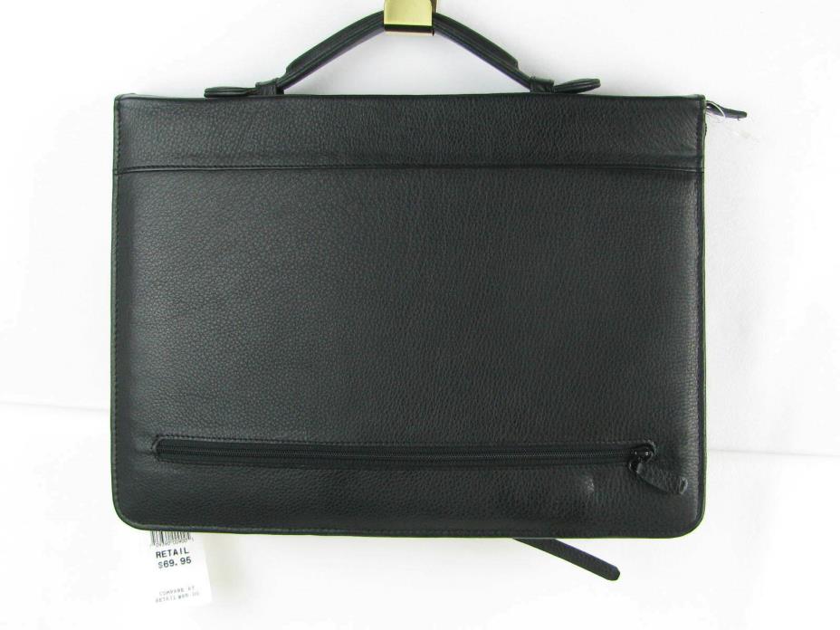 Samsonite Leather Padfolio Business Portfolio Zippered Notebook Binder Organizer