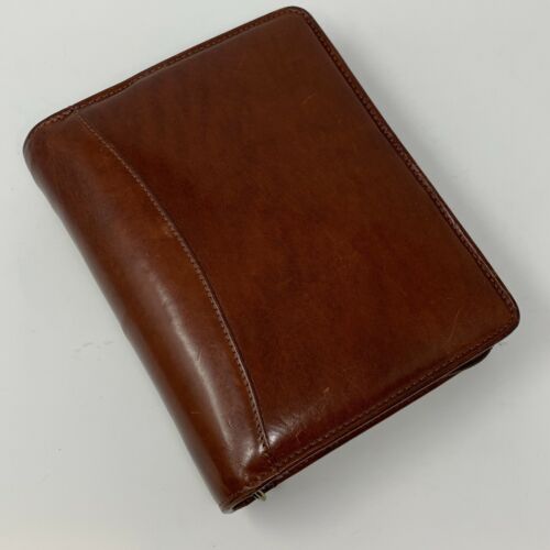 Franklin Covey Chestnut Top Grain Leather Day Planner Organizer Binder Six Ring