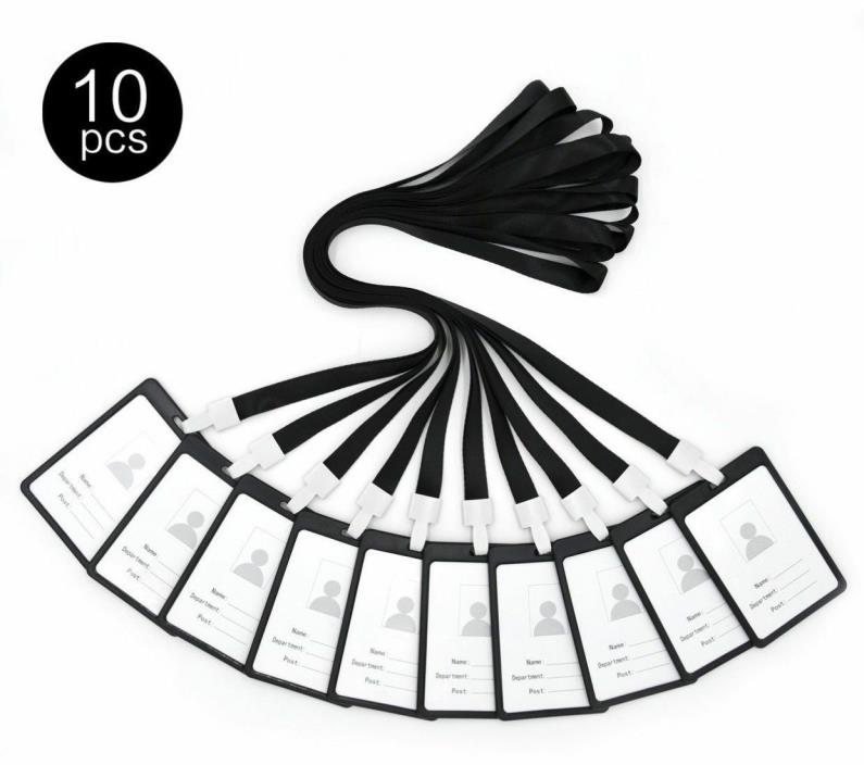 10-Pack 2-Side ABS Name Tag with Neck Lanyard Badge ID Holders with Extra 10PCS