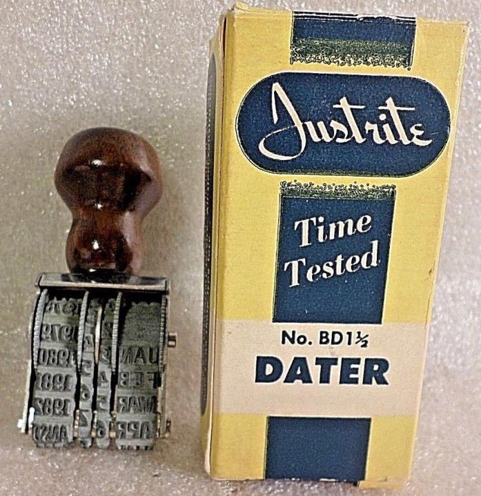 Vintage Justrite Time Tested Dater Stamp~New
