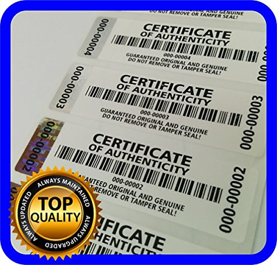250 pcs Certificate of Authenticity Labels Security Stickers with Hologram