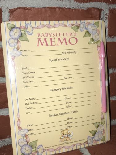 Babysitting Memo Board