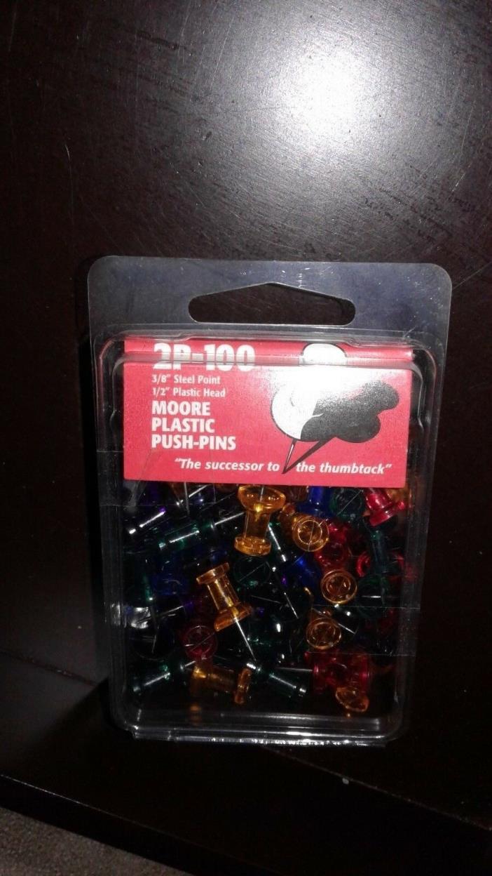 Push Pins, 3/8-Inch Point, 1/2-Inch Heads, 100/Box Multi-Colored 2P-100 - AGS