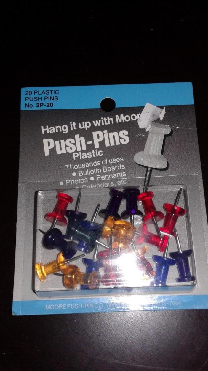 2 Packs Push Pins, 3/8-Inch Point, 1/2-Inch Heads, 20/Box Multi-Colored 2P-20