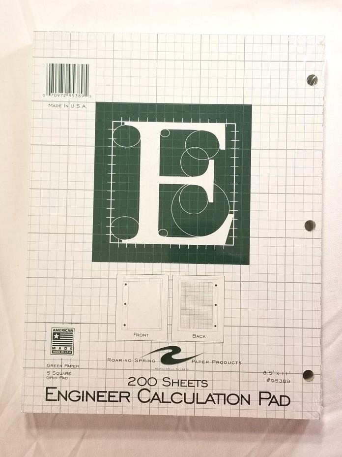 Engineer Calculation Pad 200 Sheets Green Roaring Spring Engineering 8.5 x 11