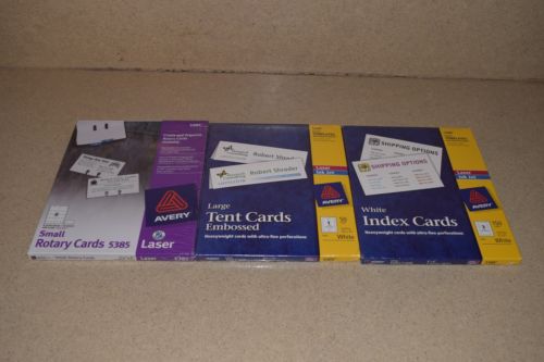 ^^  AVERY LARGE TENT CARDS, WHITE INDEX CARDS & SMALL ROTARY CARDS