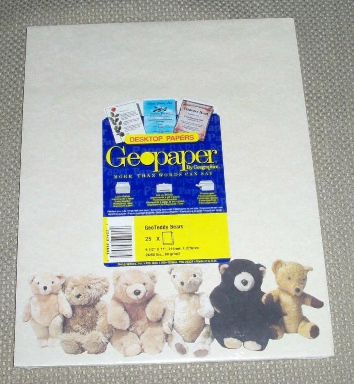 Geopaper Desktop Papers 25 Letter Size Computer Stationary GeoTeddy Bears