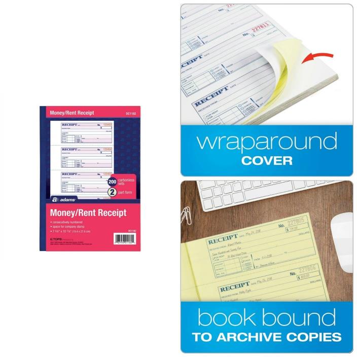 200 Set Carbonless Receipt Book Money And Rent Record Keeping Cash Check Payment