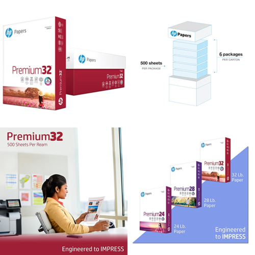 HP Printer Paper Premium32 8.5 X 11 Letter Size 32 Lb 100 Bright 6 Reams/3 000 S