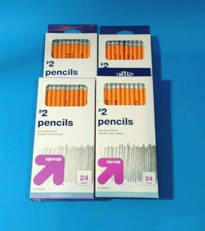 Lot of 4 Boxes of 24 Count #2 Wood Yellow Pencils 96 Pencils Total