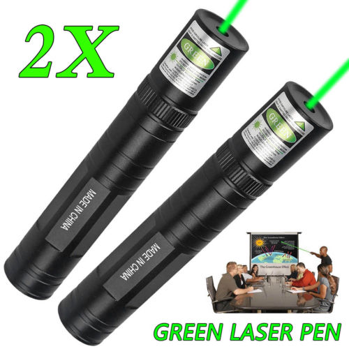 2PC 532nm Green Laser Pointer 1mw Pen Visible Beam 16340 Lazer Pen Light