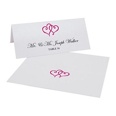 Documents and Designs Linked Hearts Easy Print Place Cards, Pearl White, Set of
