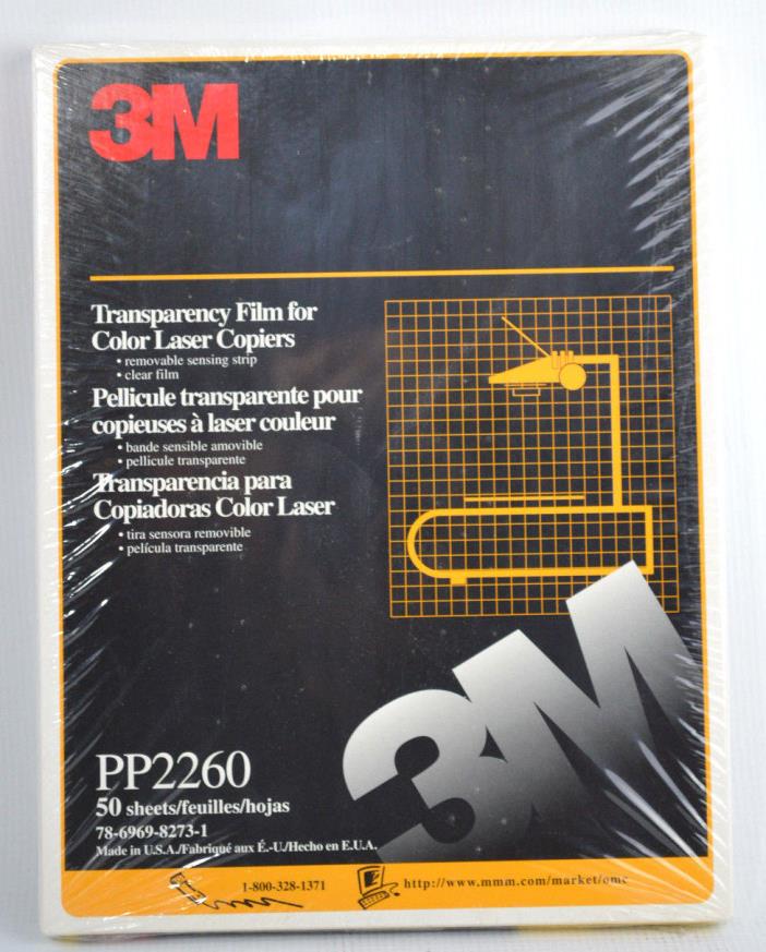 3M Transparency Clear Film for Color Laser Copiers PP2260 50 Sheets 8.5 x 11''