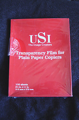 USI Transparancy Film For Plain Paper Copiers 100 Sheets Type R1500 8 1/2 X 11