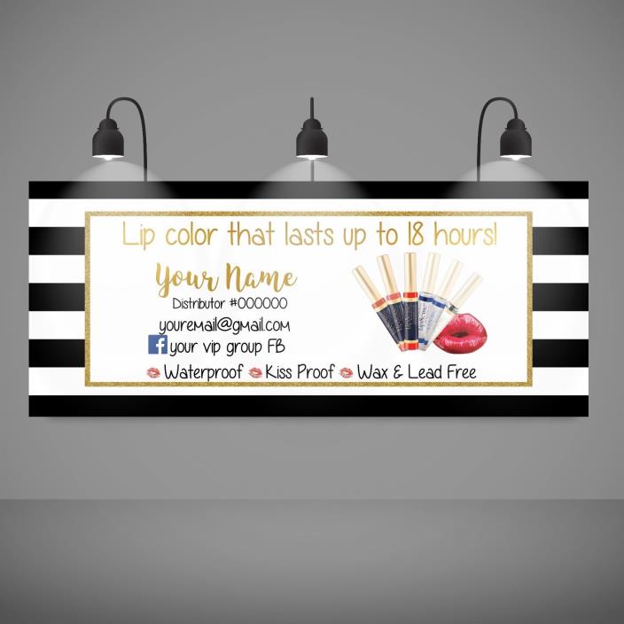 Lipsense Consultant Banner Horizontal - Vendor Show - Printed- Modern stripes