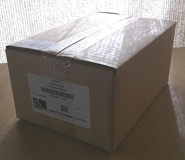 Genuine Zebra 6X New Box 05319BK11045 5319 Wax Ribbon Thermal 4.33in x 1476ft