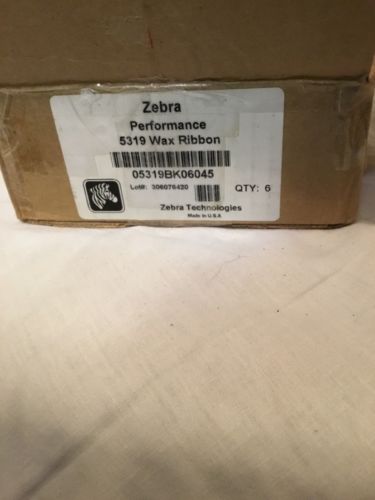 Genuine Zebra 6X New Box 05319BK08345 5319 Wax Ribbon
