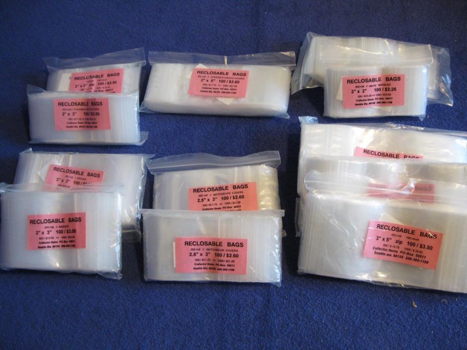 poly reclosable bags mini ziplock zippit 2mil 2x3 to 3x5 (see list)