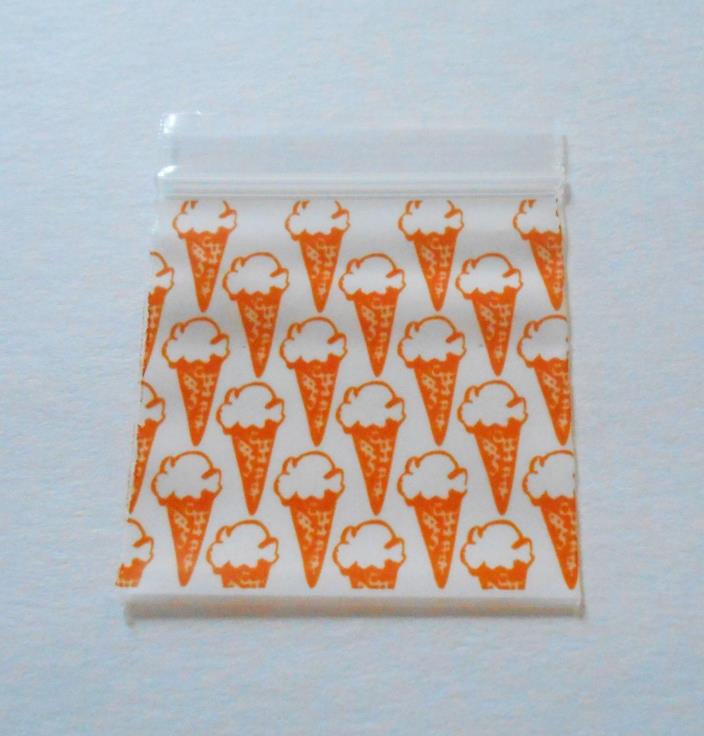 100pcs Ziplock Plastic Bags 1.5x1.5 Orange Ice Cream Cone (Ziploc Poly Bag) 1515