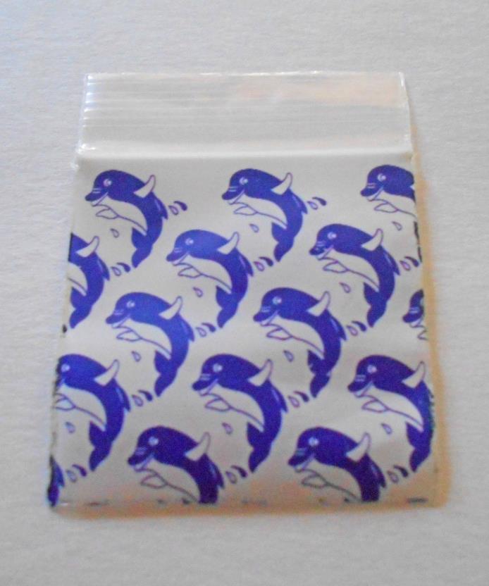 100pcs Ziplock Plastic Bags 1.5x1.5 Purple White Dolphins (Ziploc Poly Bag) 1515