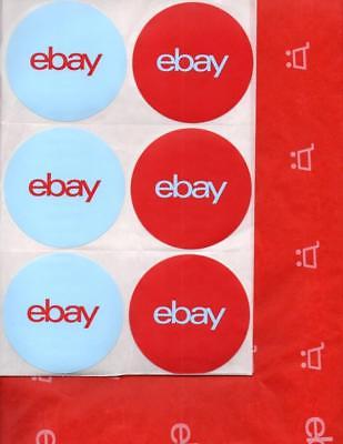 5464* EBAY Branded Shipping Supplies ~ 24 Sheets RED TISSUE PAPER + 12 STICKERS