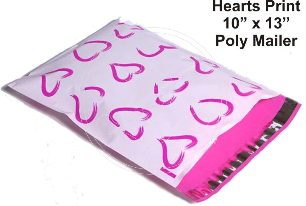 (15) PINK HEARTS Print 10 x 13 Poly Mailers Self Sealing Envelopes Bags Designer