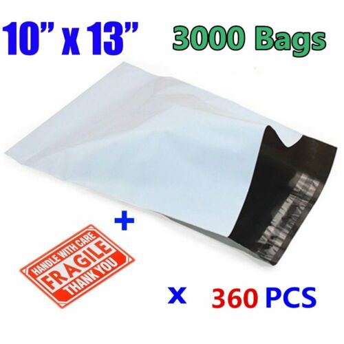 3000 10 x 13 Poly Mailer Envelope Mailing Self Sealing Plastic Bag Free Shipping