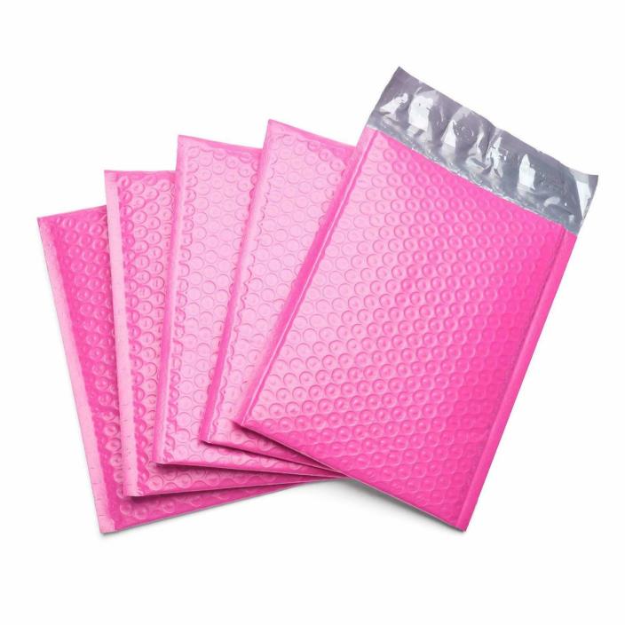 Fu Global 4x8 Inch Poly Bubble Mailer Pink Self Seal Padded Envelopes Pack of 50