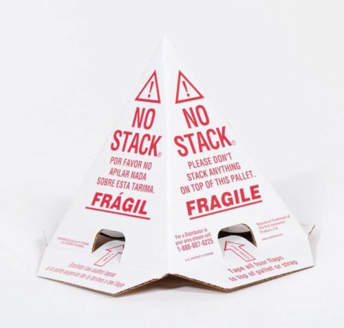 50 No Stack Pallet Cones 8 x 8 x 10  White/ Red : English, Spanish, French