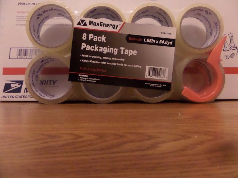8-pack-packaging-packing-MaxEnergy-tape with FREE Shipping and dispenser