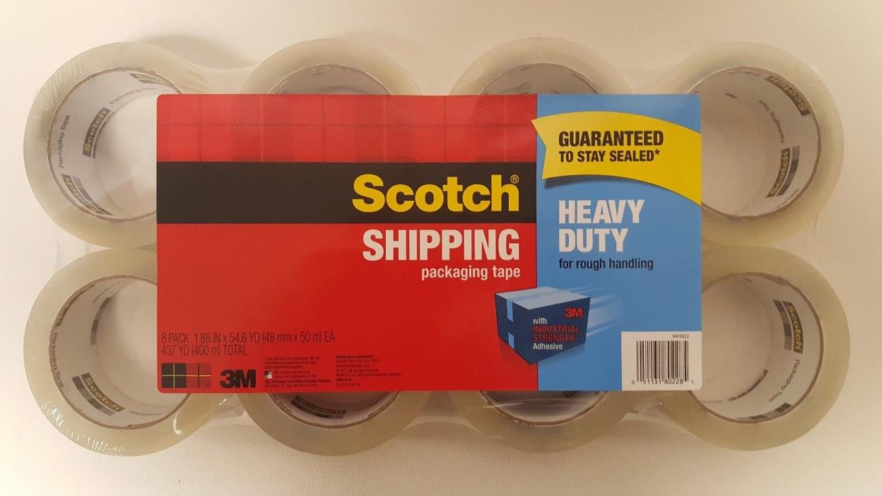 Scotch Heavy Duty 3M Clear Shipping Packing Tape 8 Rolls