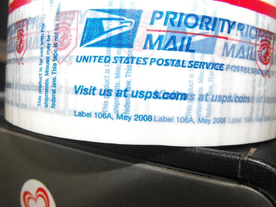 1 ROLL USPS PRIORITY TAPE 106-A MAY 2008 CLEAR BLUE USPS LOGO FREE SHIPPING