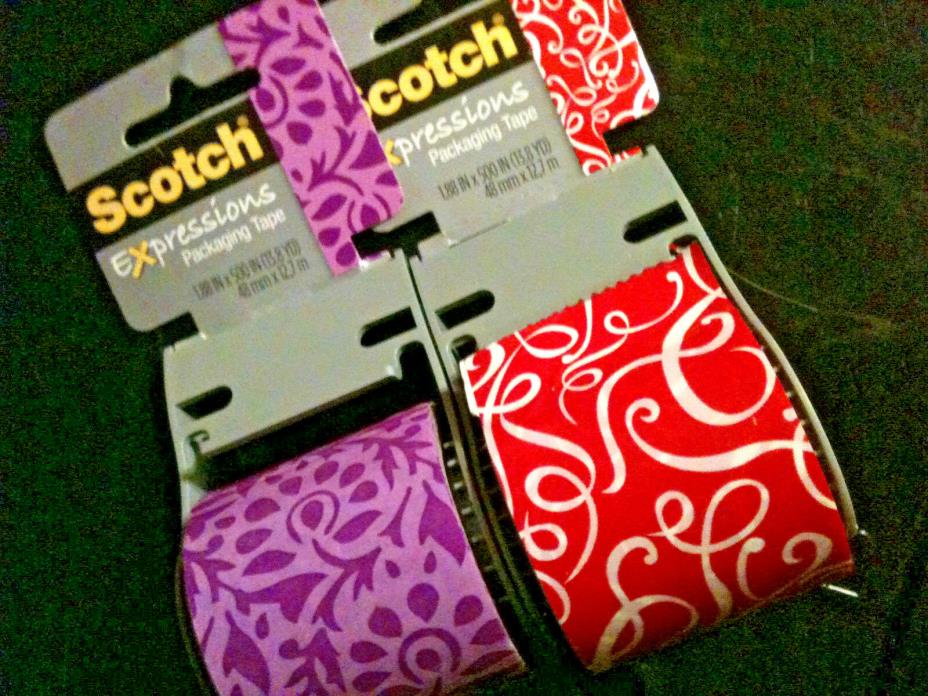 2 Pkgs of Scotch Expressions Packaging Tape, Designed by 3M (Pink and Purple)