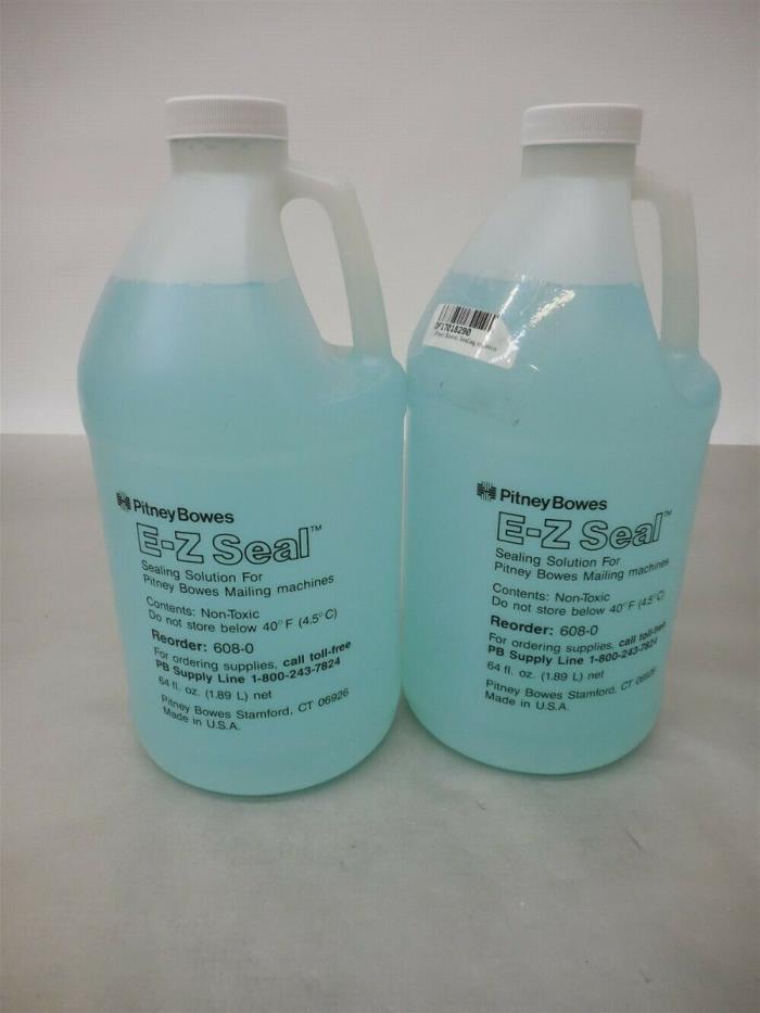Lot of 2 Pitney Bowes E-Z Seal Sealing Solution For Mailing Machine 64 fl.oz. ea