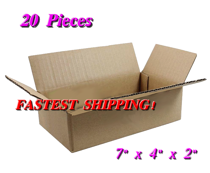 20  7x4x2 Cardboard Packing Mailing Moving Shipping Boxes Corrugated Box Mailers