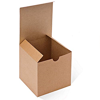 MESHA Kraft Brown Boxes 50 Pack, Paper Gift Boxes with Lids for Gifts, Mugs,