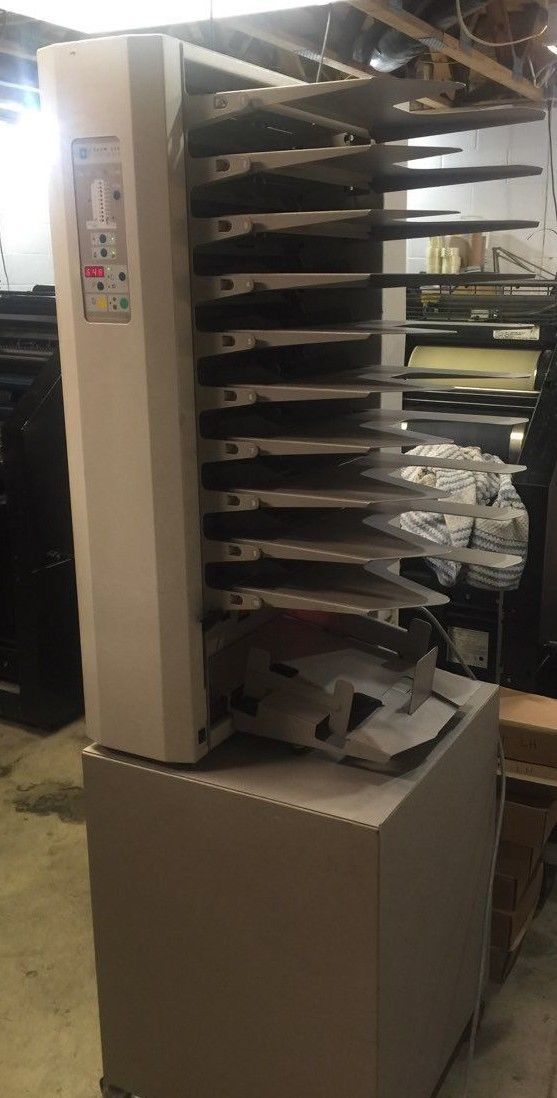 BAUM PLOCKMATIC 310 MAXXUM 10 VERTICAL COLLATOR and STAND for BOOKLET MAKING