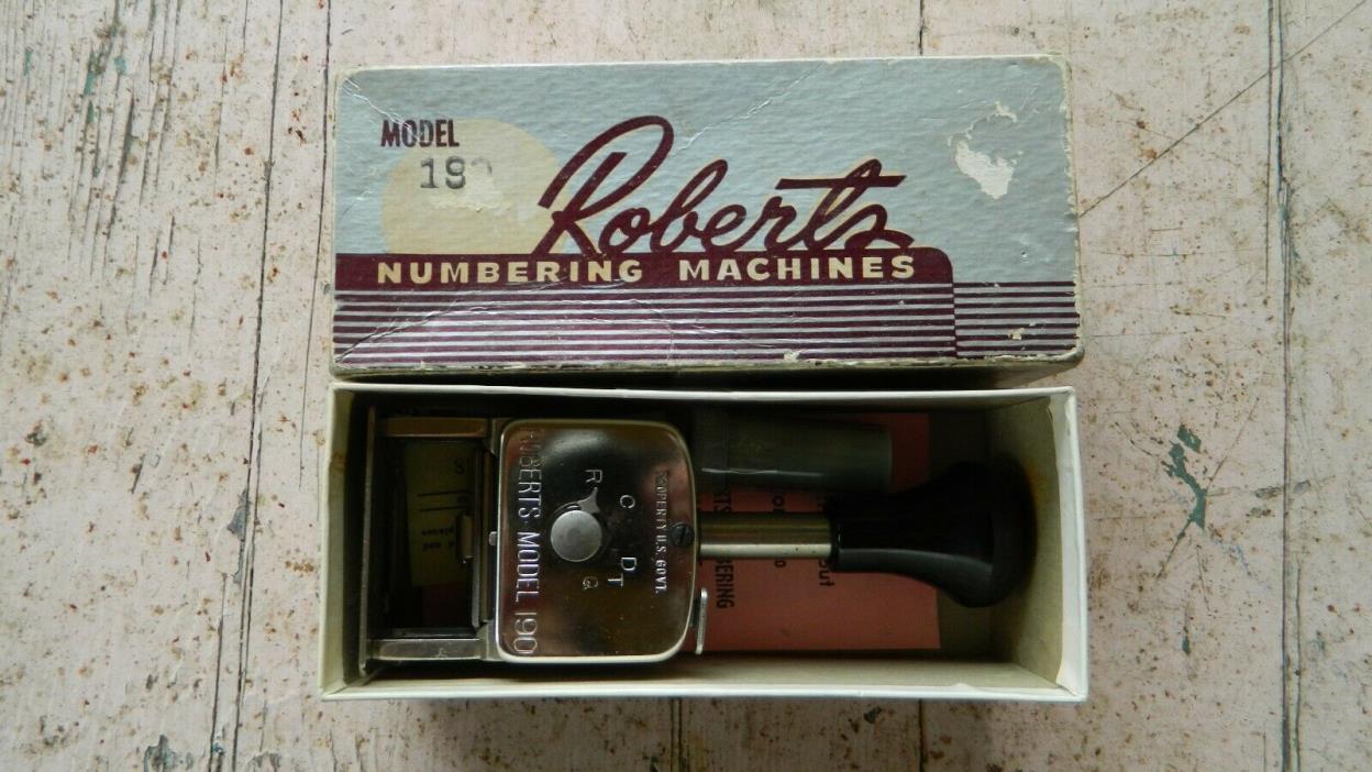 VINTAGE HELLER ROBERTS NUMBERING MACHINE MODEL 190 IN ORIGINAL BOX