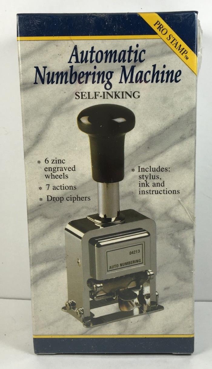 Automatic Numbering Stamp Machine With Ink and Stylus -7 Different Actions, New!