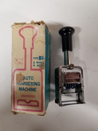 Vintage Lightning Auto Numbering Machine Type BB Made in Japan stamp